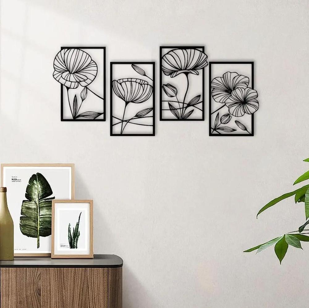 4 Pcs Flower Wall Art